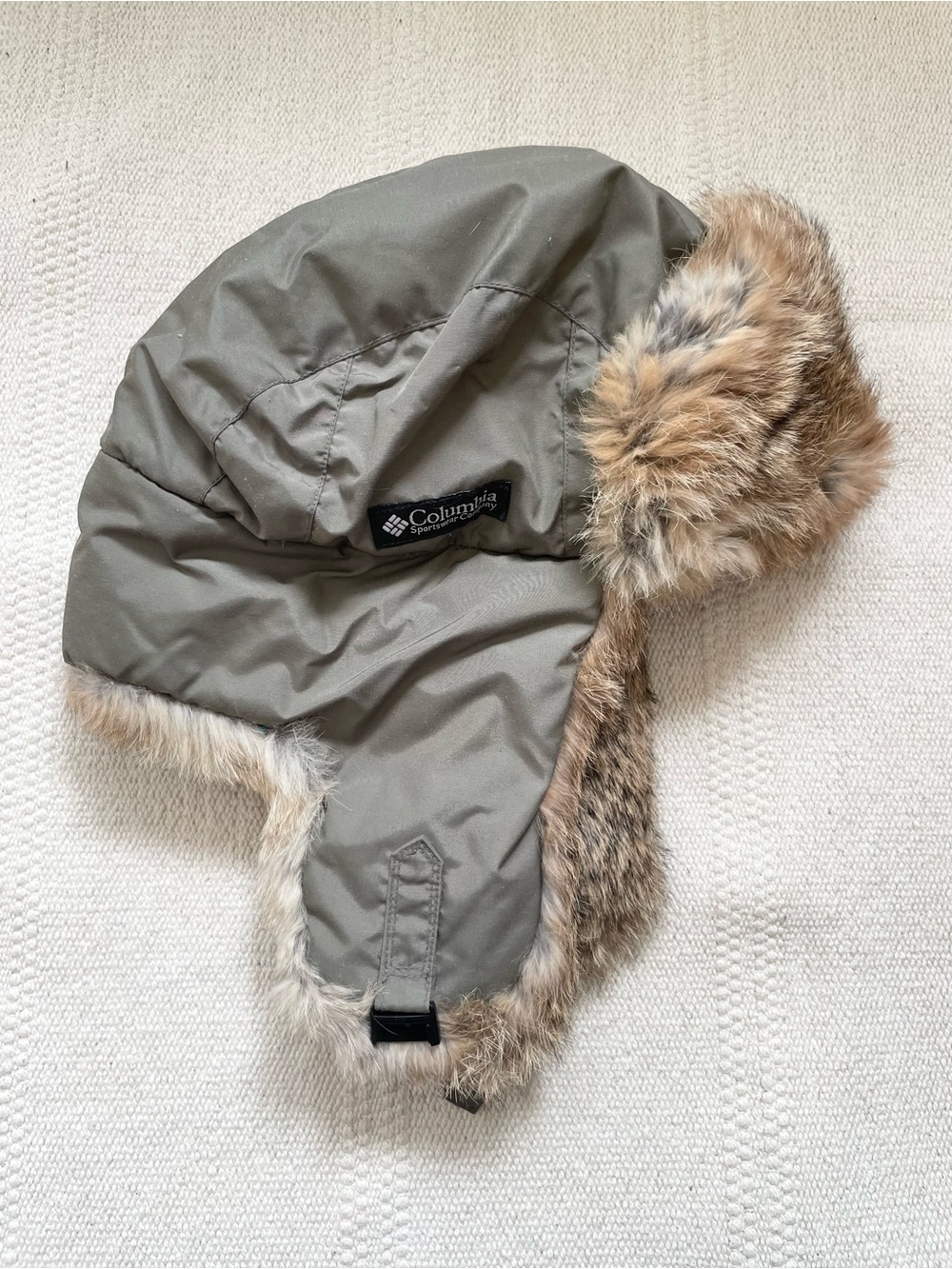 Colombia Unisex Olive Green Faux Fur Trapper Hat Size L Gorpcore